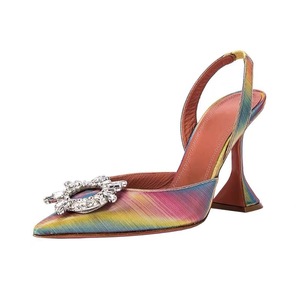 Sandales à talons chaton élégantes pour femme, avec strass de luxe, modèle slingback, collection 2025, pour dropshipping - Product Image 1