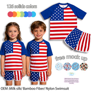 Ensemble 2 pièces pour enfants avec imprimé drapeau américain, t-shirt raglan unisexe et short, ensemble drapeau américain pour tout-petits, tenue de <span class=keywords><strong>vacances</strong></span> pour garçons et filles, 4 <span class=keywords><strong>juillet</strong></span> - Product Image 1