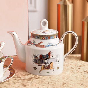 European Home Teacup Set Living Room <b>Ceramic</b> <b>Teapot</b> Kettle Wedding Housewarming Bone China Gift - Product Image 3