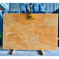 Dalles de pierre naturelle onyx orange BYOY005, taille jumbo, translucides, veines jaunes dorées