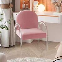 Chaise de salle à manger moderne en acrylique transparent, fauteuil rembourré en velours blanc avec dossier arqué, pour salon et chambre à coucher
