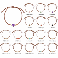 Bracelet artisanal en pierres semi-précieuses naturelles, double face, coupe rose, avec cordon ciré, idéal pour un cadeau - Vente flash