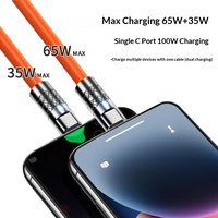 Câble de charge rapide de type C en alliage de zinc pour téléphones mobiles avec gaine en silicone orange