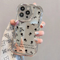 Coque de téléphone portable en TPU avec miroir papillon tulipe plein écran, électroplaqué, pour iPhone 7 8 X Xr Xs 11 12 13 14 15 16 Pro Max