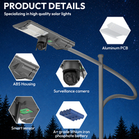 Caméra de surveillance CCTV à prix abordable, capteur IP65, télécommande, 800W/1200W, lampadaire solaire intégré pour extérieur