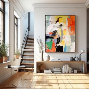 Peinture à l'huile texturée 3D abstraite artisanale encadrée sur toile, décoration murale pour l'esthétique moderne des bureaux et des halls d'accueil - Product Image 4