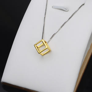 Pendentif en argent S925 avec perle cube de bonheur de 6,3-6,5 mm, composants et trouvailles de bijoux DIY avec plateau vide semi-fini 823 - Product Image 3