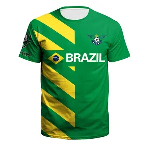 Camisa elástica de qualidade para futebol, logotipo da equipe de futebol personalizável, camisa de futebol do brasil, ponto de equipe nacional