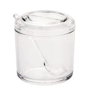 Restaurant Plastic Storage Jars for Sauces Chilli Spicy Jar with lid spoonJar Acrylic Storage Jar