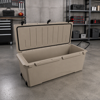 Boîtes de rangement en plastique de 220 L avec couvercles, conteneur isotherme robuste rotomoulé avec roues pour la pêche en mer, les bateaux et les applications marines