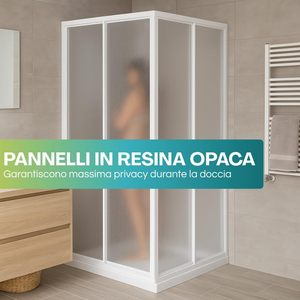 Box Doccia Angolare 80x80 Cm Altezza 185 Cm Porta Scorrevole Centrale Reversibile con Maniglia - Product Image 5