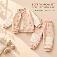 Ensemble de vêtements d'intérieur d'hiver pour enfants en gros, en coton jacquard, écologique, respirant, avec couche d'air douce, échantillon numérique personnalisé disponible en 7 jours