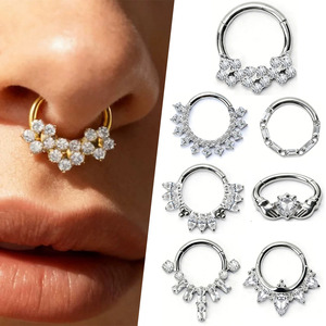 Freya Septum Burun Piercing Takısı İnek Burun Halkaları Zirkon Gümüş Renk Sığır Burun Halkası Segment Labret Piercing Kulak Lobe Küpeleri - Product Image 1