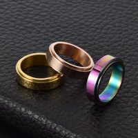 Dekompressions-Drehring aus vergoldetem Titanstahl – Glatter, gravierbarer Logo-Ring, rotierend, gegen Angstzustände, für Paare