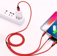 Kabel Data USB C Tipe C 3 in 1 Premium Berkualitas Tinggi dengan Jalinan Nilon, Kabel Pengisian Cepat 3A untuk Pengisi Daya iPhone Tipe C Android