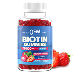 Gummies de biotine OEM 10 000 mcg pour femmes et hommes, biotine pour la croissance des cheveux, de la peau et des ongles, saveur fraise végétalienne, gummies de biotine et de collagène - Product Image 1