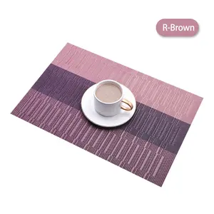 Amazon Hot Sale Weave Bamboo PVC Placemats Heat Resistant Table Mats Sets Durable Size Customized Table Runner Restaurant Hotel