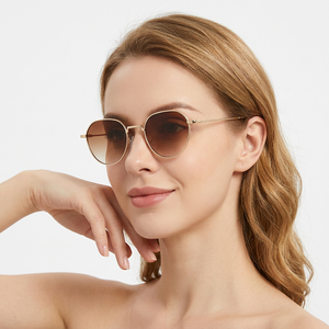 RTS <b>Round</b> Metal UV Protection <b>Sunglasses</b> 2026 Trending Luxury Custom Unisex Sun Glasses Wholesale - Product Image 3