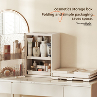 Boîte de rangement cosmétique en plastique à compartiments multiples, grande capacité, pliable, organisateur de bureau pour l'organisation des soins de la peau et du maquillage