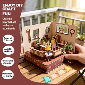 Puzzles de construction miniatures en bois 3D DIY, kits de <span class=keywords><strong>maison</strong></span> de poupée miniature avec salon confortable, décoration artisanale pour la <span class=keywords><strong>maison</strong></span> - Product Image 4