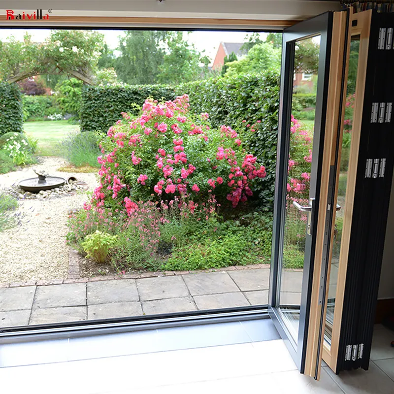 3 Panel Glass Patio Door Hurricane Resistance,Waterproof Wooden Folding Door Inside Color Sale In Malaysia