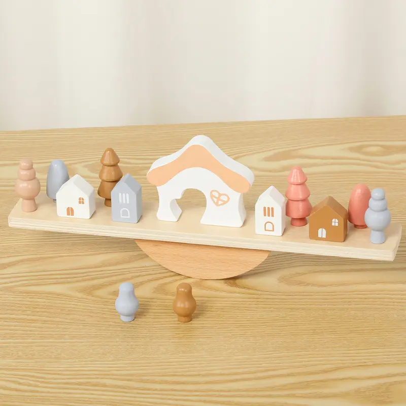Wanhua деревянный лесной дом, Балансирующий луч, игрушка с блоками-головоломками и качелями для детей