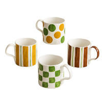 Mug en céramique rayé peint à la main, design créatif et simple, tasse à café ou à lait pour couple, façonnée à la main, style INS