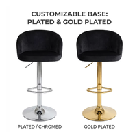 Chaise de bar pivotante en velours pour restaurant, comptoir de bar, mobilier de salle à manger, avec base et dossier personnalisables, chaise haute simple
