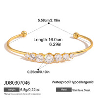 Bracelet ouvert Gaovo Niche rond en CZ blanc, plaqué or 18 carats, en acier inoxydable, résistant au ternissement, bijoux minimalistes pour femmes