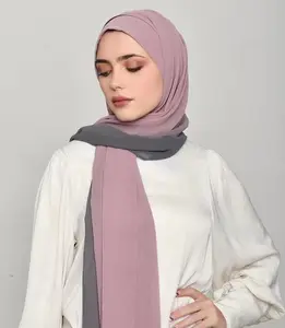 Malaysia ombre ready to wear khimar georgette hijab shawls semi instant chiffon hijab for women