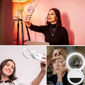 Venta de liquidación Clip-On LED Selfie Ring Light Batería Recargable Ring Lamp Smartphone Makeup Factory Iluminación fotográfica - Product Image 4