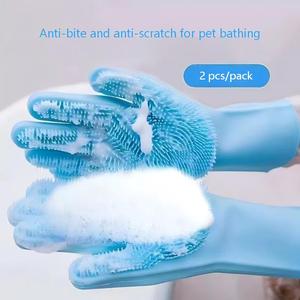 Gants de bain pour animaux de compagnie, anti-rayures, anti-morsures, <span class=keywords><strong>brosse</strong></span> de toilettage pour chiens et chats, gants de nettoyage et de massage longs pour Teddy <span class=keywords><strong>Golden</strong></span> <span class=keywords><strong>Retriever</strong></span> - Product Image 3