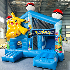 Château gonflable commercial avec toboggan en PVC, personnages de dessins animés pour enfants, <span class=keywords><strong>PIKACHU</strong></span>, maison de rebond gonflable, combo pour location de fête - Product Image 1