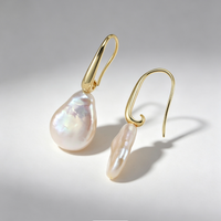 Boucles d'oreilles à crochet en perles, coffret cadeau de luxe, velours, perles baroques d'eau douce authentiques, plaqué or, argent 925, pour femmes françaises, vente en gros, haute joaillerie