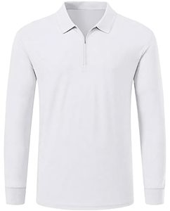 Polo Antibacterial de Manga Larga con Cuello Camisero, Estampado y Texto Bordado, Ropa de Trabajo Corporativa, Corte Holgado y Cómodo - Product Image 1