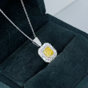 จี้เพชรทรง Asscher สีเหลืองแบบใหม่ สร้อยคอทองคำ 18k จี้เพชรทองคำ 14k - Product Image 4