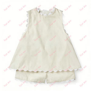 Completi Coordinati Estivi per Sorelle, Senza Maniche con Rac Ric, Set Pannolini per Bambini 100% Cotone con Bottoni Posteriori, Set Abbigliamento per Bambine - Product Image 2