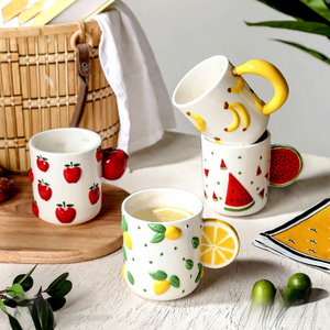 Customized Fruit <b>Mugs</b> Underglaze Hand-Painted Ceramic Coffee <b>Mugs</b> Unique <b>Cute</b> Apple Lemon Party Reusable Dishwasher Microwave - Product Image 2