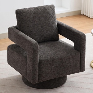 <span class=keywords><strong>Fauteuil</strong></span> lounge à dossier ouvert, moderne, luxueux, rembourré, pivotant, avec cadre en bois - Product Image 1