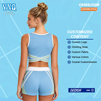Service OEM de Gros Personnalisé : Soutiens-gorge et Shorts de Cheerleading en Tissu Métallique Sublimé avec Poudre d'Oignon Dorée AB Diamond