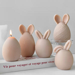 Molde de silicona YS con diseño de oreja de conejo y nervaduras, molde geométrico a rayas <span class=keywords><strong>para</strong></span> <span class=keywords><strong>velas</strong></span> de cera de soja, ideal <span class=keywords><strong>para</strong></span> decoración de Pascua - Product Image 2