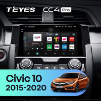 TEYES CC4 PRO pour Honda Civic 10 FC FK 2015 - 2020 CarPlay Android Auto 2DIN Autoradio Car play Radio Multimédia Stéréo