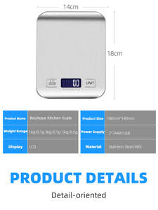 CX2012 Hochgenaue 5kg rostfreie digitale Küchen waage Beliebte intelligente Lebensmittel waage mit Batteries trom zur Gewichts messung - Product Image 5