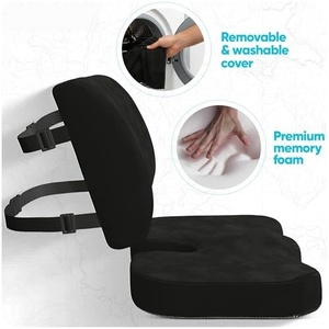 Coussin de siège et oreiller lombaire orthopédiques en mousse à mémoire de forme - Soutien ergonomique du dos pour chaise de bureau, siège de voiture, soulagement du coccyx - Product Image 4