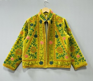 เสื้อแจ็คเก็ตปักลายซูซานีทำมือสำหรับผู้หญิง คอปกปีเตอร์แพน แขนยาว ลายดอกไม้ สวมใส่สบายทุกฤดู - Product Image 1
