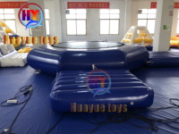 Mini parc aquatique commercial avec toboggan, parc de trampolines gonflables avec toboggan, île aquatique flottante pas chère à vendre