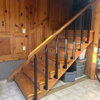 Poteau de rampe d'escalier latéral en acier inoxydable, balustres noirs thermolaqués, support réglable à 270° pour véranda de villa
