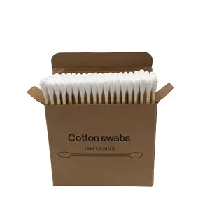 Cotonetes de algodão eco friendly personalizados, mais cotonetes de algodão de limpeza para a ponta q de madeira