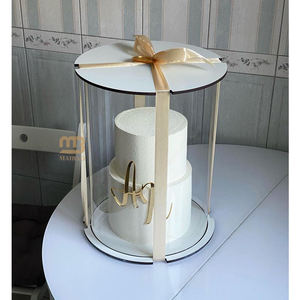 تصميم مخصص فاخر <span class=keywords><strong>2</strong></span> <span class=keywords><strong>3</strong></span> طبقات علبة كيك للمخابز عبوة كعكة بيضاء من الورق المقوى للحلوى للضيوف - Product Image 1