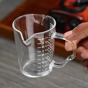 150ml Glass Measuring Cup Double Spouts Espresso Cup Shot Glass Heat-Resistant Handle Transparent Scale Ounce Measure Jugs